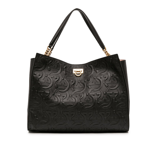Trifolio Tote Gancini Embossed Leather Large