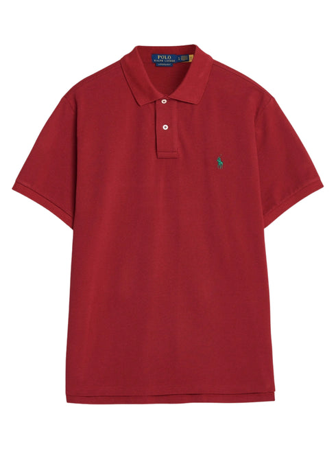 RALPH LAUREN Slim Fit Mesh Polo Shirt Dark Red