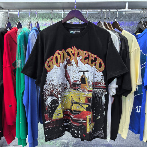 Godspeed T-shirts Racing Wins Scene Printed Cotton Casual Short Sleeves Men and Women