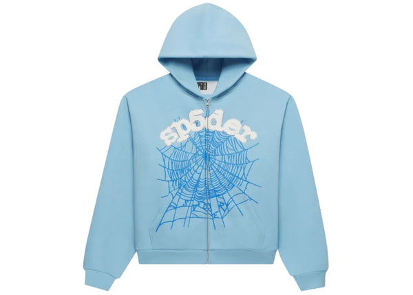 Sp5der OG Web Zip Up Hoodie (SS26) Sky Blue