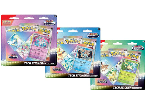 Pok茅mon Scarlet & Violet Prismatic Evolutions 3 Pack Tech Sticker Collection 3x Lot (Artwork May Vary)