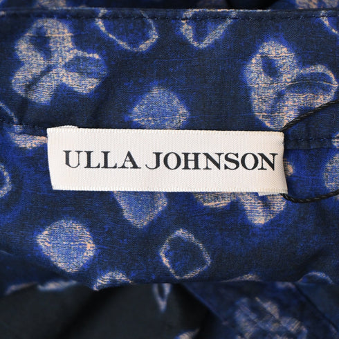 Women's Ulla Johnson Josefina Belted Midi Dress in Navy Blue Cotton