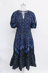 Women's Ulla Johnson Josefina Belted Midi Dress in Navy Blue Cotton