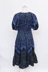 Women's Ulla Johnson Josefina Belted Midi Dress in Navy Blue Cotton