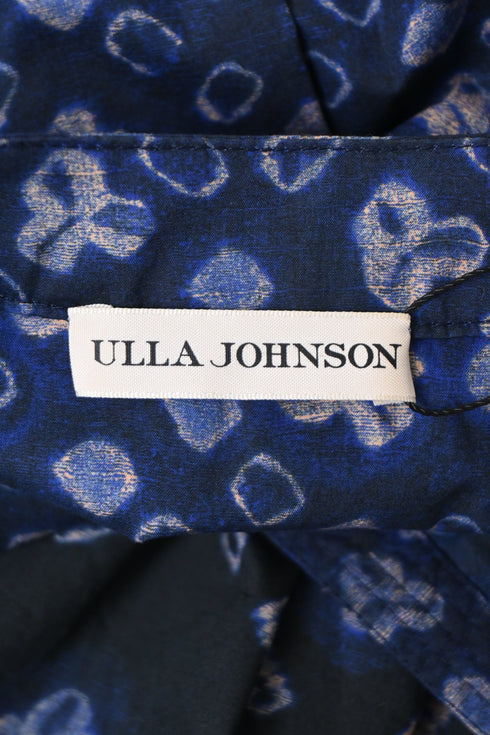 Women's Ulla Johnson Josefina Belted Midi Dress in Navy Blue Cotton