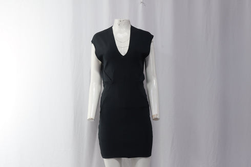 Women's Alexander Wang V-neck Mini Dress in Black Rayon
