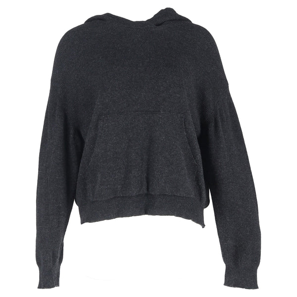 Women's Nanushka Ribbed-Knit Hoodie in Grey Wool