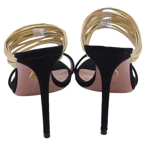 Women's Aquazzura Rendez Vous Sandals in Black Suede and Leather