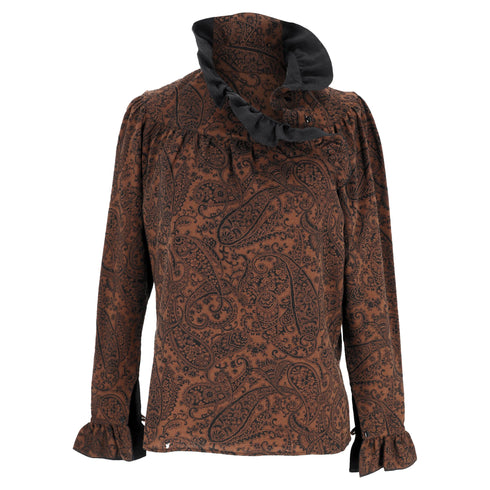 Women's Kenzo Paisley Print Blouse in Brown Wool