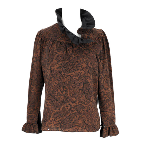 Women's Kenzo Paisley Print Blouse in Brown Wool