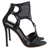 Women's Gianvito Rossi Mesh Accent T-Strap Sandal Heels in Black Satin