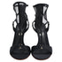 Women's Gianvito Rossi Mesh Accent T-Strap Sandal Heels in Black Satin