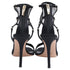 Women's Gianvito Rossi Mesh Accent T-Strap Sandal Heels in Black Satin