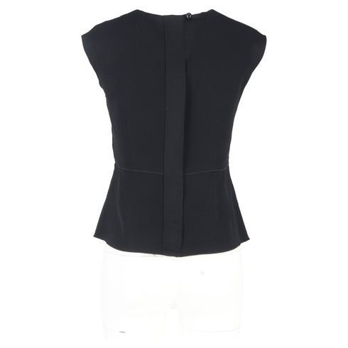 Women's Marc Jacobs V-Neck Ruffled Peplum Top in Black Polyester