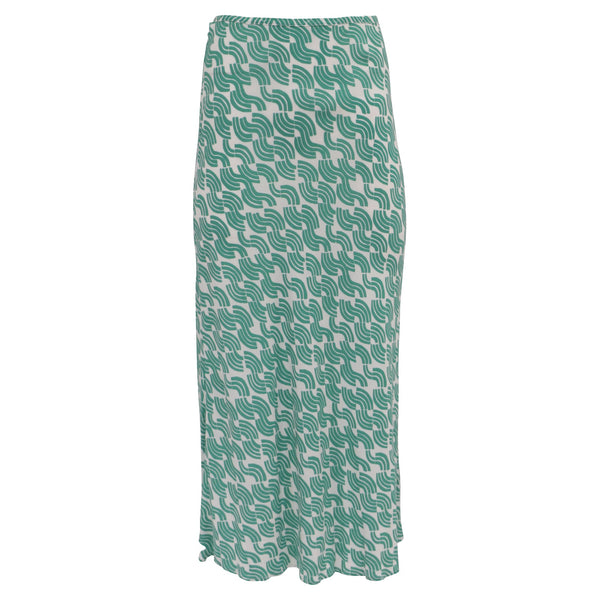 Women's Rixo Kelly Printed Midi Skirt in Green Viscose