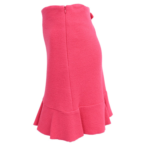 Women's Boutique Moschino Ruffled Crepe Mini Skirt in Pink Wool