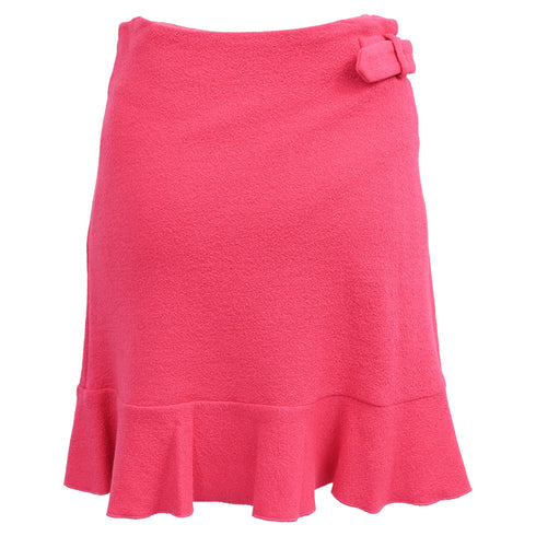 Women's Boutique Moschino Ruffled Crepe Mini Skirt in Pink Wool