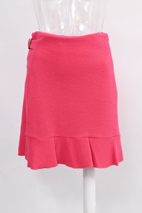 Women's Boutique Moschino Ruffled Crepe Mini Skirt in Pink Wool
