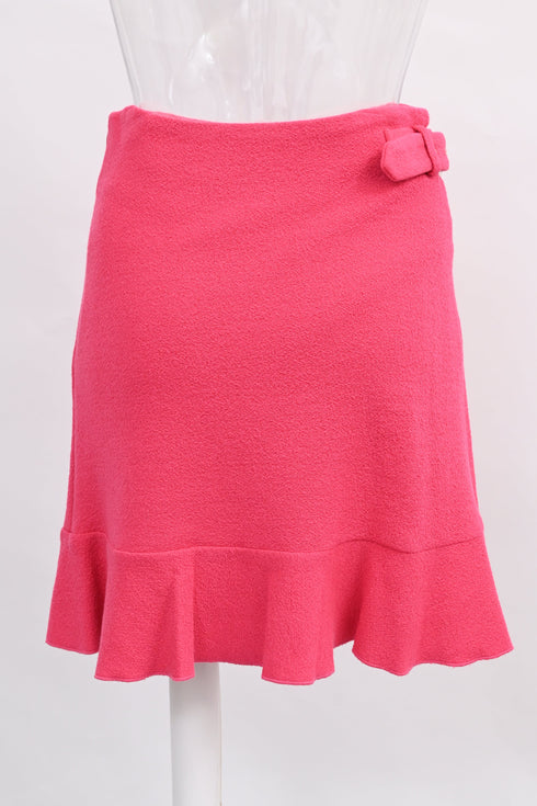 Women's Boutique Moschino Ruffled Crepe Mini Skirt in Pink Wool