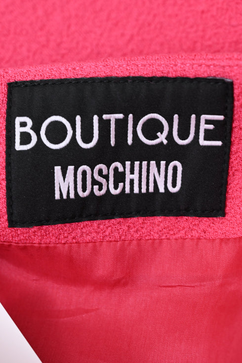 Women's Boutique Moschino Ruffled Crepe Mini Skirt in Pink Wool