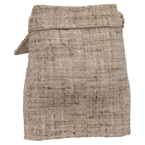 Women's Iro Tomia Belted Tweed Mini Skirt in Beige Acrylic