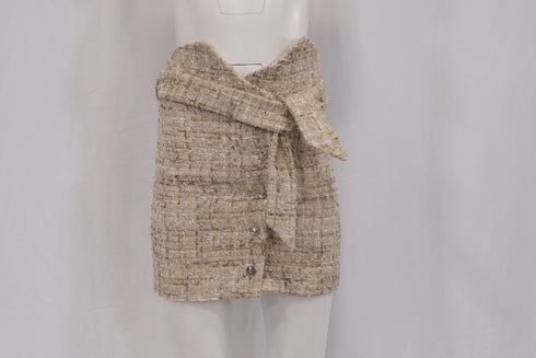 Women's Iro Tomia Belted Tweed Mini Skirt in Beige Acrylic