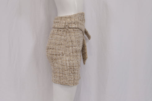 Women's Iro Tomia Belted Tweed Mini Skirt in Beige Acrylic