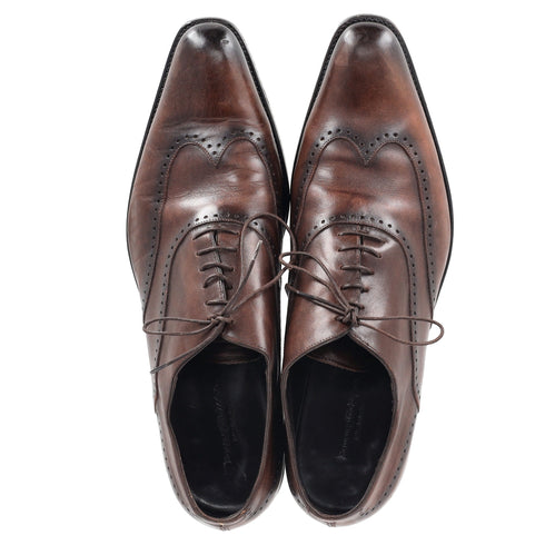 Men's Ermenegildo Zegna Wingtip Oxford Shoes in Brown Leather