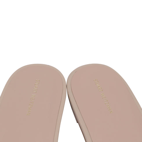 Women's Stuart Weitzman Crystal-Embellished Slides in Beige Leather