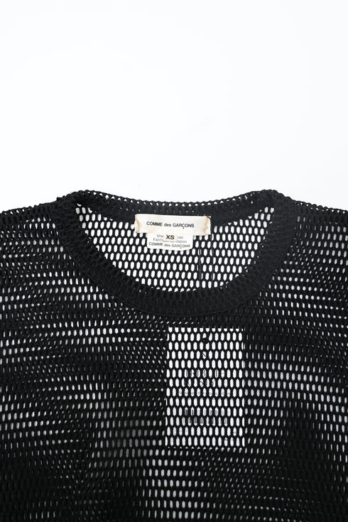 Women's Comme Des Garçons Mesh Long Sleeve Midi Dress in Black Polyester