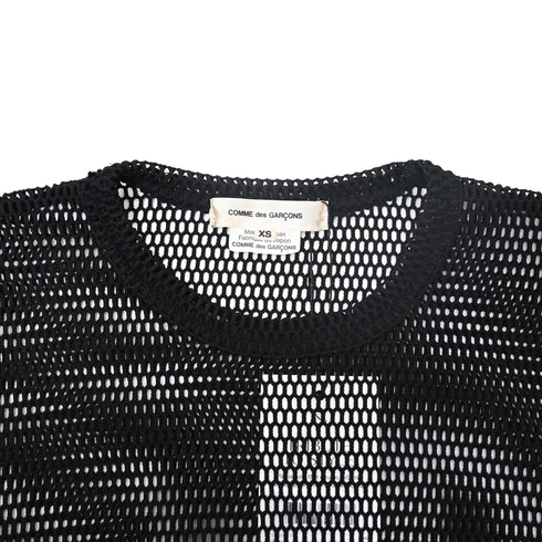 Women's Comme Des Garçons Mesh Long Sleeve Midi Dress in Black Polyester