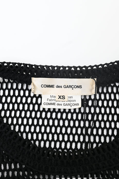 Women's Comme Des Garçons Mesh Long Sleeve Midi Dress in Black Polyester