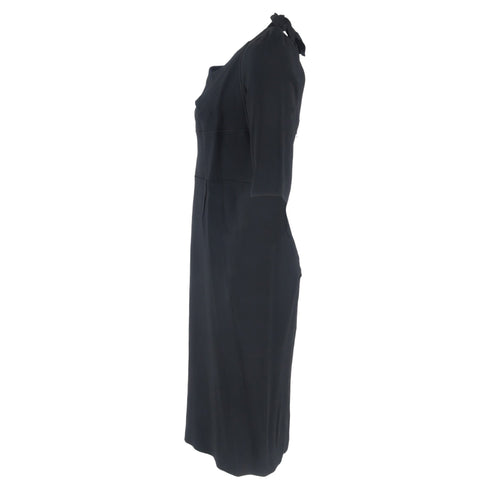 Women's Roland Mouret Paneled Tie-Detailed Midi Dress in Black Viscose
