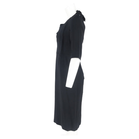 Women's Roland Mouret Paneled Tie-Detailed Midi Dress in Black Viscose