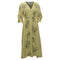 Women's Jason Wu Floral-Print V-Neck Midi Dress in Pastel Yellow Viscose