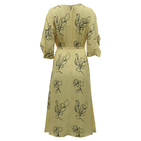 Women's Jason Wu Floral-Print V-Neck Midi Dress in Pastel Yellow Viscose
