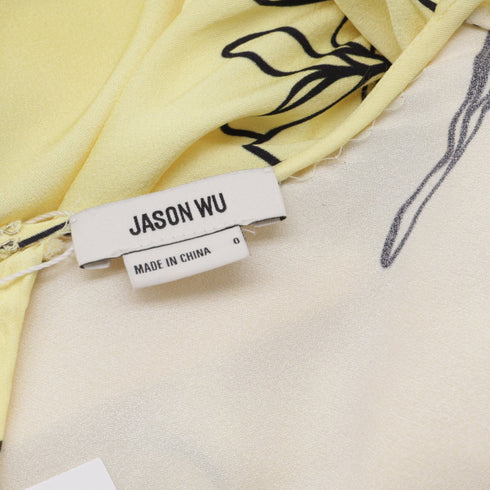 Women's Jason Wu Floral-Print V-Neck Midi Dress in Pastel Yellow Viscose