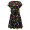Women's Love Moschino Printed Mini Flared Dress in Multicolor Cotton