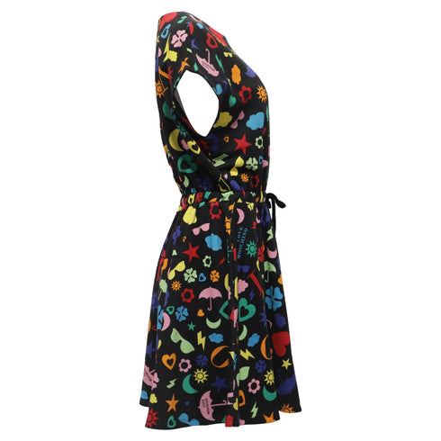 Women's Love Moschino Printed Mini Flared Dress in Multicolor Cotton