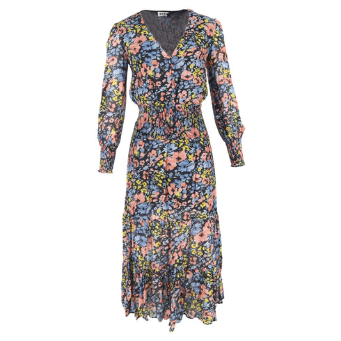 Women's Rixo Maya Shirred Maxi Dress in Floral Print Cotton