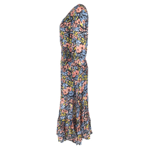 Women's Rixo Maya Shirred Maxi Dress in Floral Print Cotton