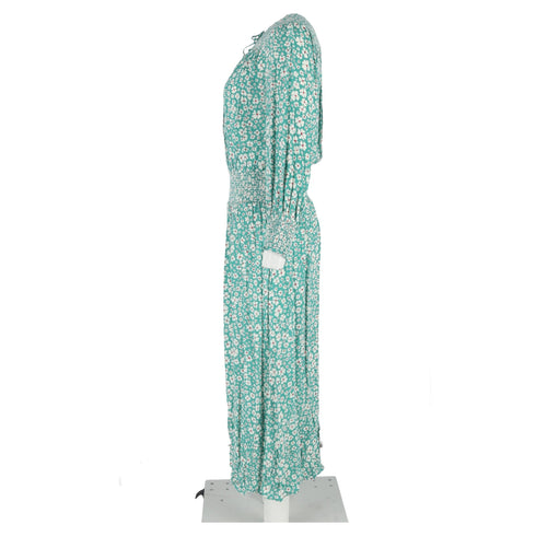 Women's Rixo Marianna Floral-Print Crepe Maxi Dress in Green Viscose
