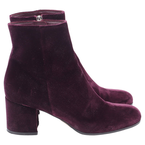 Women's Gianvito Rossi Margaux Block-Heel Ankle Boots in Burgundy Velvet
