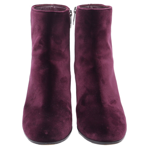 Women's Gianvito Rossi Margaux Block-Heel Ankle Boots in Burgundy Velvet