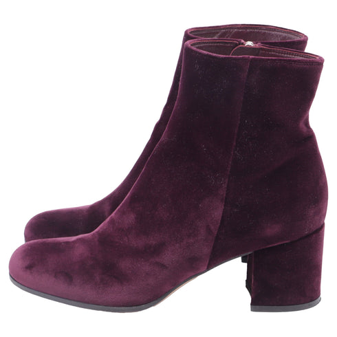 Women's Gianvito Rossi Margaux Block-Heel Ankle Boots in Burgundy Velvet