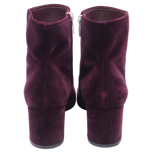 Women's Gianvito Rossi Margaux Block-Heel Ankle Boots in Burgundy Velvet