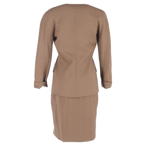 Women's Max Mara Single-Breasted Blazer and Skirt Suit in Brown Wool