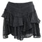 Women's Iro Tale Lace Tiered Mini Skirt in Black Cotton