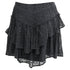 Women's Iro Tale Lace Tiered Mini Skirt in Black Cotton