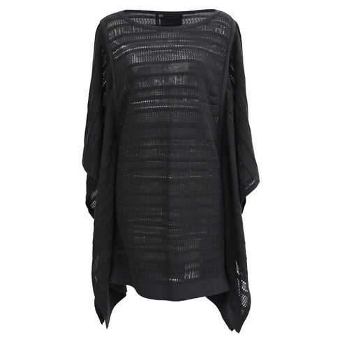 Women's Herve Leger Amiee Knitted Poncho Mini Dress in Black Cotton